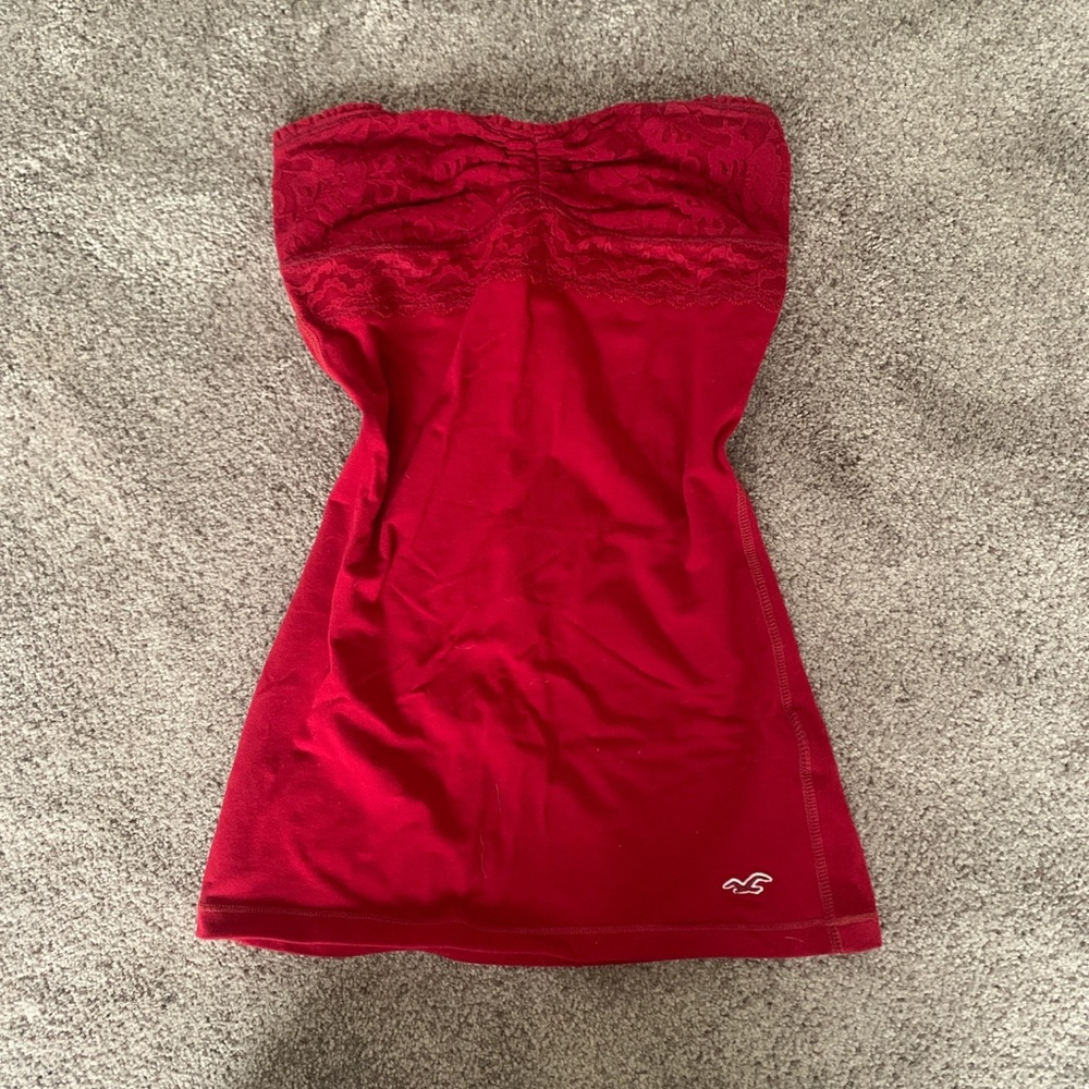Red vintage hollister tube top with lace details